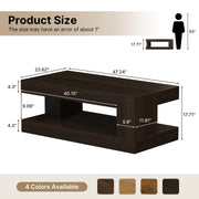 Hawsaiy Farmhouse Coffee Table with Storage Shelf & LED Light, 47