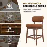 Hawsaiy Counter Height Bar Stools Set of 2/4, Mid Century Modern Boucle Barstools with Solid Wood Frame, Upholstered Kitchen Island Stools with Backrest & Footrest