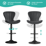 Hawsaiy Adjustable Upholstered Bar Stools Set of 2/4,Modern Counter Height Swivel Bar Chairs with High Backrest, Faux Leather Padded Seat for Kitchen Island