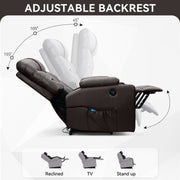 Hawsaiy PU Leather Power Lift Recliner with Massage and Heat for Elderly, Comfy Ergonomic Lounge Sofa Chair with Remote Control, 2 Cup Holders and Side Pockets