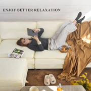 Nalupatio Sectional Sofa with Ottoman, L Shaped Modular Couch Set for Living Room, Comfy Cloud Sleeper Couch, Upholstered Furniture Chenille Sofa Khaki