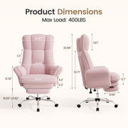 Hawsaiy Cross Legged Office Chair with Flip Armrests，Big and Tall Executive Office Chair, 135° Reclining Criss Cross Chair with Footrest & Lumbar Pillow