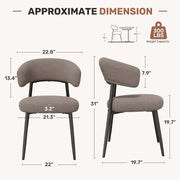 Hawsaiy Dining Chairs Set of 2/4/6, Mid Century Modern Boucle Upholstered Dining Chairs with Curved Backrest, Kitchen Dining Room Chairs with Black Metal Legs