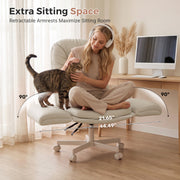 Hawsaiy Criss Cross Office Chair with Flip-Up Arms, Ergonomic Cross Legged Desk Chair, PU Leather Executive Computer Chair, 135° Reclining Plush Cushion, Pet-Friendly