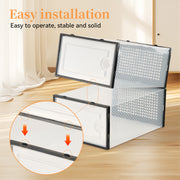 Hawsaiy 12 Pieces Transparent Acrylic Patchwork Shoe Box, Easy Installation, Stackable Ventilated Shoe Cabinet, Suitable for Shoe Storage, Sturdy and Durable