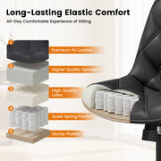 Hawsaiy Armless Office Chair with Rubber Wheels, PU Leather Desk Chair, Mid Back Adjustable Swivel Computer Chair, Small Space Vanity Task Chair