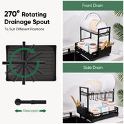 Hawsaiy 2-Tier Dish Rack with Utensil Holder & Drainboard - Rustproof Kitchen Dish Drying Rack, Space Saving Design for Countertop