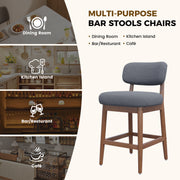 Hawsaiy Counter Height Bar Stools Set of 2/4, Mid Century Modern Boucle Barstools with Solid Wood Frame, Upholstered Kitchen Island Stools with Backrest & Footrest
