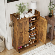 Hawsaiy Entrance Shoe Cabinet with Doors, 6-Tier Farmhouse Shoe Storage Organizer with Adjustable Shelves, Holds 18-24 Pairs, Entryway Shoe Rack Cabinet with Metal Legs