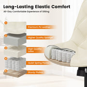 Hawsaiy Armless Office Chair with Rubber Wheels, PU Leather Desk Chair, Mid Back Adjustable Swivel Computer Chair, Small Space Vanity Task Chair