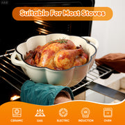 Hawsaiy 4.5 QT Pumpkin Shaped Cast Iron Dutch Oven, 360° Uniform Heating, Enameled Cast Iron Pot with Lid, Suitable for Most Stoves, Festive Cookware