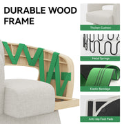 Nalupatio Swivel Barrel Accent Chair, Linen Fabric Upholstered Armchair with Wood Frame & Spring Support,Modern Comfy Lounge Sofa Chair with Round Back for Reading Living Room Bedroom,Beige