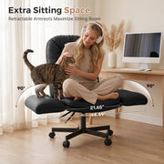 Hawsaiy Criss Cross Office Chair with Flip-Up Arms, Ergonomic Cross Legged Desk Chair, PU Leather Executive Computer Chair, 135° Reclining Plush Cushion, Pet-Friendly