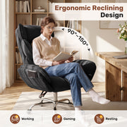 Hawsaiy Big and Tall Office Chair, Flip Armrests with Side Pockets, Comfy Criss Cross Office Chair with Extra-Wide Plush Seat, 150° Reclining Executive Office Chair, Chenille Upholstery