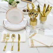 Hawsaiy 350 Pieces Silver Disposable Plastic Plates for 50 Guests