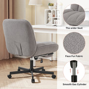 Hawsaiy Criss Cross Office Chair with Footrest, Oversized Sherpa Cross Legged Desk Chair, Height Adjustable Swivel Vanity Chair for Home Office Bedroom