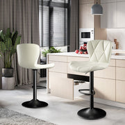 Nalupatio Modern Bar Stools Set of 2, Adjustable Faux Leather Upholstered Swivel Bar Stools, Counter Height Bar Chairs with Back for Kitchen Island, Black