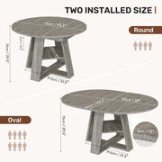 Hawsaiy Extendable Round to Oval Dining Table Set for 4–6, Space-Saving Wooden Table with Hidden Storage, Expandable Dining Table with Upholstered Chairs