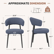 Hawsaiy Dining Chairs Set of 2/4/6, Mid Century Modern Boucle Upholstered Dining Chairs with Curved Backrest, Kitchen Dining Room Chairs with Black Metal Legs