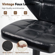 Nalupatio Bar Stools,PU Leather Adjustable Swivel Barstools Kitchen Counter Height Bar Stools, Hydraulic for Kitchen Counter Height, Square Island Backed Bar Stools,Black,Set of 2