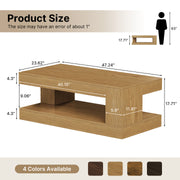 Hawsaiy Farmhouse Coffee Table with Storage Shelf & LED Light, 47