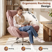 Hawsaiy Big and Tall Office Chair, Flip Armrests with Side Pockets, Comfy Criss Cross Office Chair with Extra-Wide Plush Seat, 150° Reclining Executive Office Chair, Chenille Upholstery