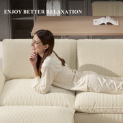 Nalupatio Sectional Sofa with Ottoman, L Shaped Modular Couch Set for Living Room, Comfy Cloud Sleeper Couch, Upholstered Furniture Corduroy Sofa Khaki