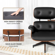 Nalupatio Lounge Chair with Ottoman, Comfy Recliner with Wide Armrest, Mid Century Modern Accent Chair with Heavy Duty Base Support for Living Room Bedroom Office (Top PU Leather)