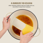 Kerilyn 4.5QT Enameled Dutch Oven- Chafing Dishes with Dual Handles,Non-stick Enamel Coated Cookwarefor Bread Baking, Cooking, andVersatile Kitchen Use