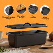 Hawsaiy 3.2 QT Cast Iron Bread Baking Dutch Oven with Lid & Accessories Set, Rectangular Non-Stick Bread Pan with Handles, Suitable for All Stoves, Baking Stewing Roasting