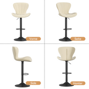 Nalupatio Modern Bar Stools Set of 2 Faux Leather Upholstered Swivel Barstools,Black