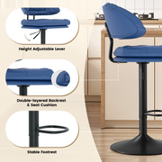 Hawsaiy Adjustable Ergonomic Design Barstools with Double-Layer Upholstered Set of 2/4 for Kitchen Island
