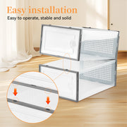 Hawsaiy 12 Pieces Transparent Acrylic Patchwork Shoe Box, Easy Installation, Stackable Ventilated Shoe Cabinet, Suitable for Shoe Storage, Sturdy and Durable