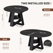Hawsaiy Extendable Round to Oval Dining Table Set for 4–6, Space-Saving Wooden Table with Hidden Storage, Expandable Dining Table with Upholstered Chairs