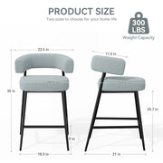 Hawsaiy Counter Height Bar Stools Set of 2, Pelletized Velvet Upholstered Modern Counter Stool,Low Back Barstools, Velvet Bar Chairs with Metal Legs,Beige