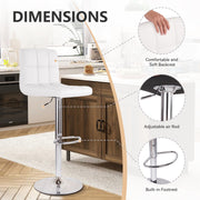 Hawsaiy Bar Stools Set of 2 Modern PU Leather Kitchen Counter Height Adjustable Swivel Barstool with Back