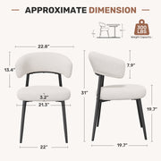Hawsaiy Dining Chairs Set of 2/4/6, Mid Century Modern Boucle Upholstered Dining Chairs with Curved Backrest, Kitchen Dining Room Chairs with Black Metal Legs