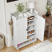 Hawsaiy Entrance Shoe Cabinet with Doors, 6-Tier Farmhouse Shoe Storage Organizer with Adjustable Shelves, Holds 18-24 Pairs, Entryway Shoe Rack Cabinet with Metal Legs