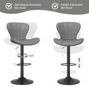 Nalupatio Modern Bar Stools Set of 2 Faux Leather Upholstered Swivel Barstools,Black