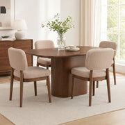 Hawsaiy Wooden Dining Chairs Set of 2/4/6, Boucle Upholstered Dining Room Chairs with Solid Wood Legs, Mid Century Modern Kitchen Chairs, Farmhouse Side Chairs with Back for Dining Room