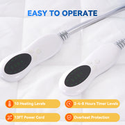 Nalupatio Heated Mattress Pad Queen Size, Dual Controller Electric Mattress Pad Luxury Bed Warmer 10 Heat Settings | Auto Off 2-4-8 Hours | Side Storage Pouch | Fit Up to 18