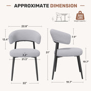 Hawsaiy Dining Chairs Set of 2/4/6, Mid Century Modern Boucle Upholstered Dining Chairs with Curved Backrest, Kitchen Dining Room Chairs with Black Metal Legs