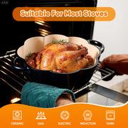 Hawsaiy 4.5 QT Pumpkin Shaped Cast Iron Dutch Oven, 360° Uniform Heating, Enameled Cast Iron Pot with Lid, Suitable for Most Stoves, Festive Cookware
