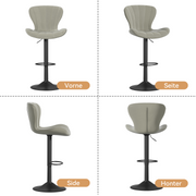 Nalupatio Modern Bar Stools Set of 2 Faux Leather Upholstered Swivel Barstools,Black