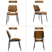 Hawsaiy Dining Chairs Set of 2, Mid Century Modern Upholstered PU Leather Kitchen Dining Room Accent Chairs with Metal Legs,Bentwood Cushion Seat for Living Room,Bedrooms