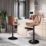 Nalupatio Modern Bar Stools Set of 2, Adjustable Faux Leather Upholstered Swivel Bar Stools, Counter Height Bar Chairs with Back for Kitchen Island, Black