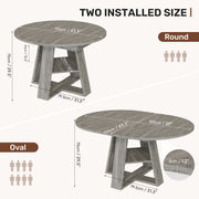 Hawsaiy Extendable Round to Oval Dining Table Set for 4–6, Space-Saving Wooden Table with Hidden Storage, Expandable Dining Table with Upholstered Chairs