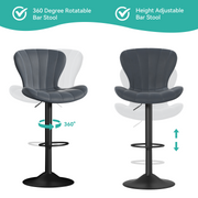 Hawsaiy Adjustable Upholstered Bar Stools Set of 2/4,Modern Counter Height Swivel Bar Chairs with High Backrest, Faux Leather Padded Seat for Kitchen Island