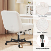 Hawsaiy Criss Cross Office Chair with Footrest, Oversized Sherpa Cross Legged Desk Chair, Height Adjustable Swivel Vanity Chair for Home Office Bedroom