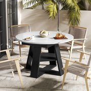 Hawsaiy 43.3-59 in Extendable Oval Dining Table for 4-6, Space-Saving Round Kitchen Table with Hidden Leaf Storage & Bottom Shelf for Small Space
